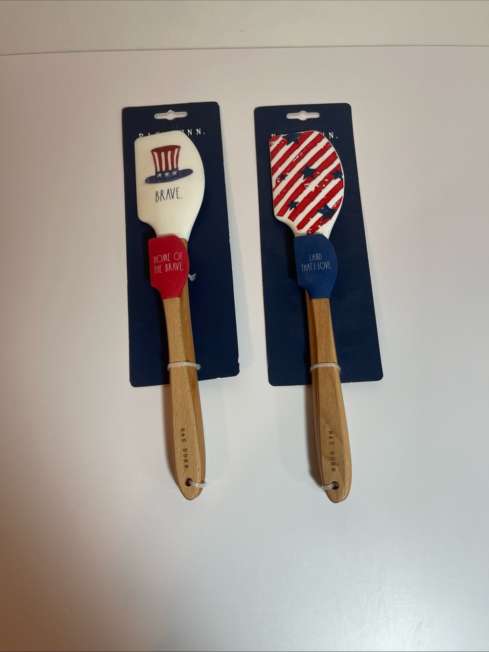 Rae Dunn Patriotic Spatula 4 Piece Set Stars & Stripes Home Of The Brave USA